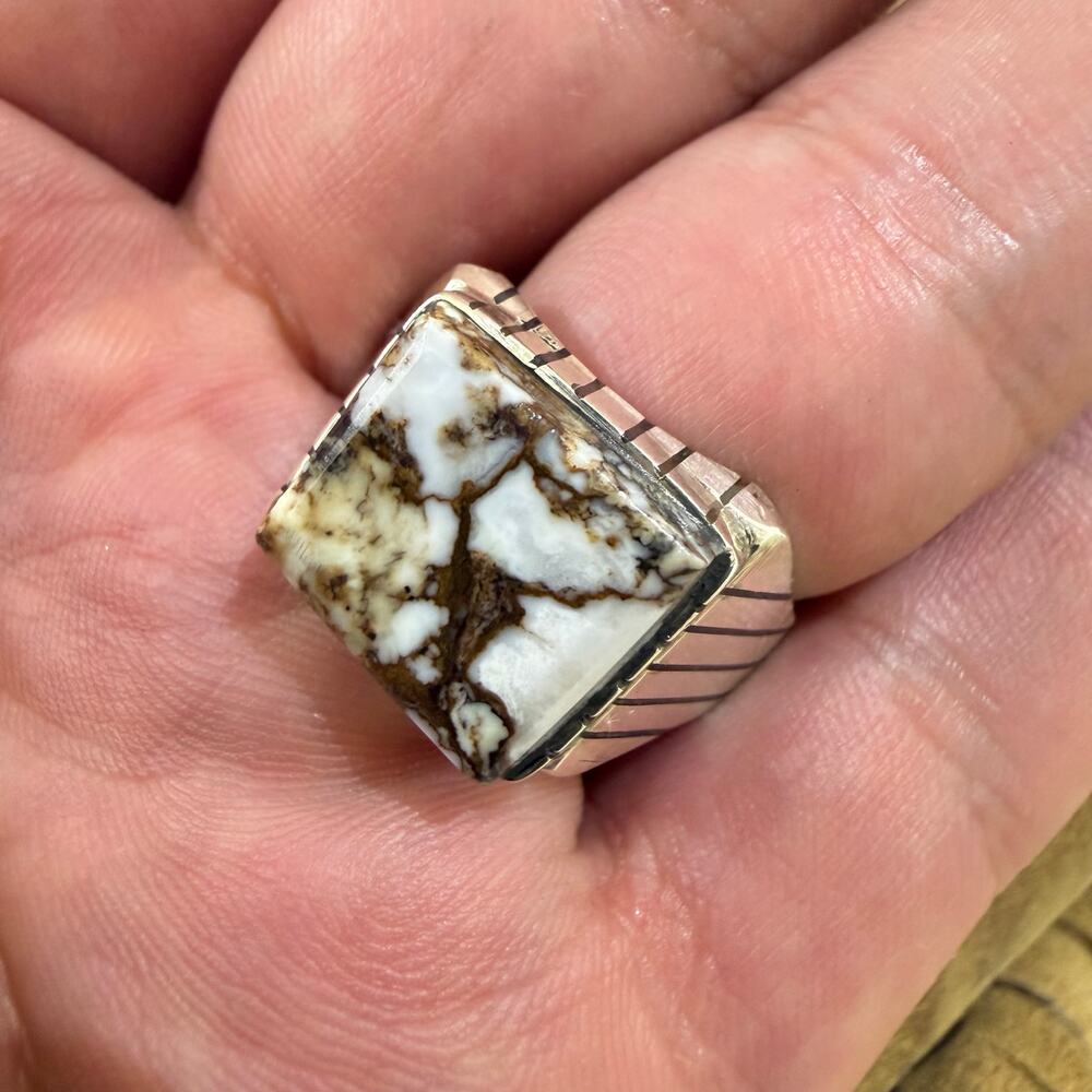 Navajo Sterling Silver & Wild Horse Ring Size 12.5 Ray Jack